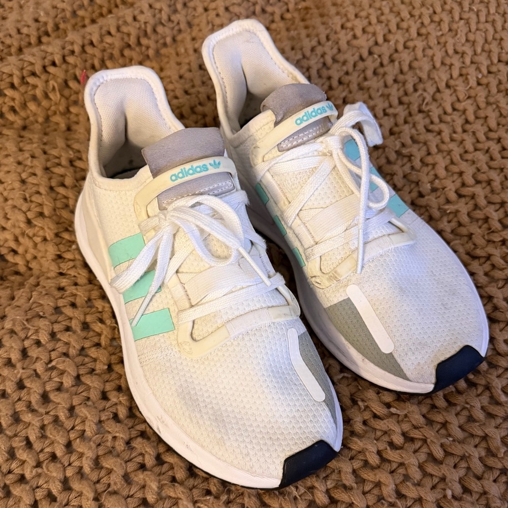 Adidas White and Aqua Running Shoes